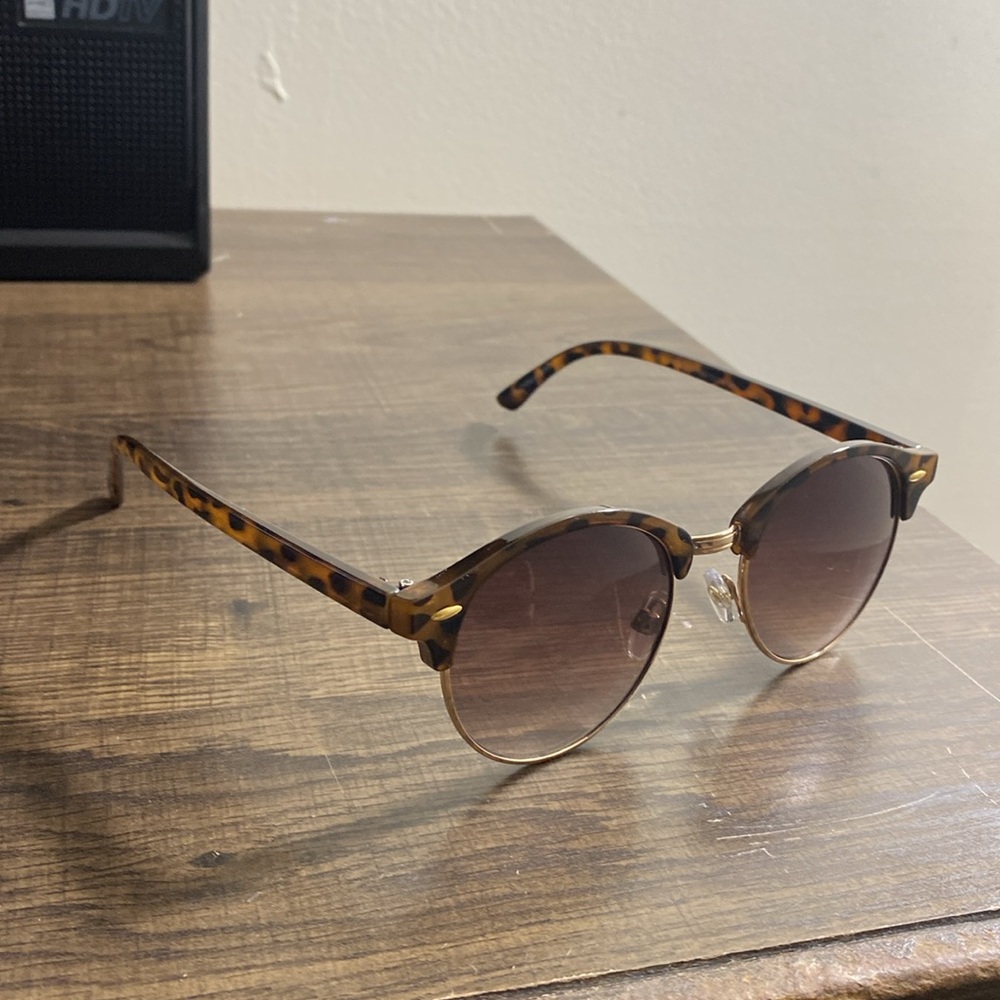 Tortoise Shell Half-Rim Sunglasses - image 2